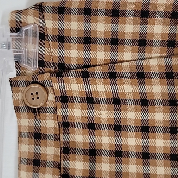 BP Size S Black Tan Cream Plaid Faux Wrap Button Front Mini Skirt, NEW with Tag - Picture 2 of 11